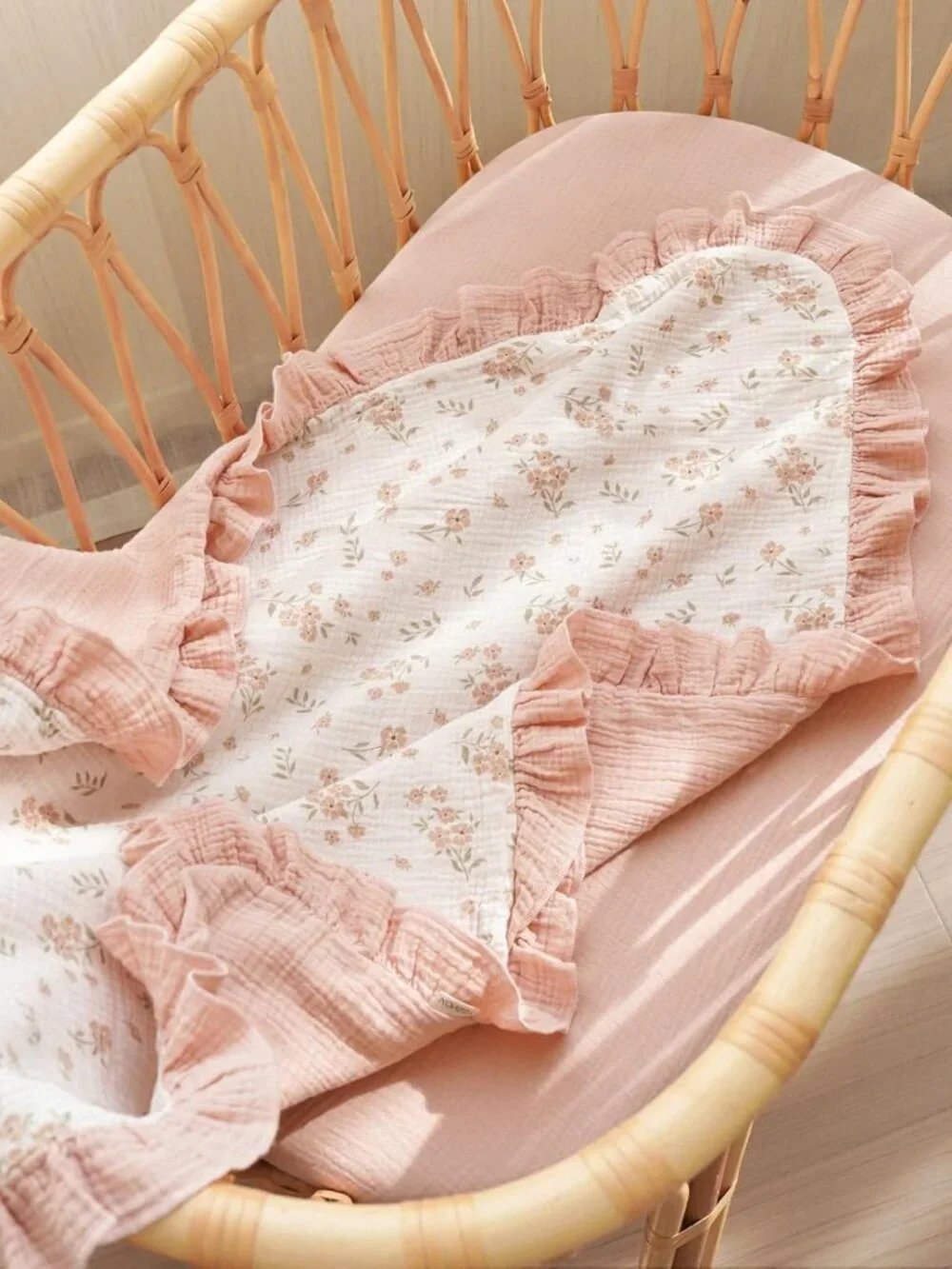 Soft Cotton Muslin Baby Blanket, Reversible Swaddle for Newborns & Toddlers